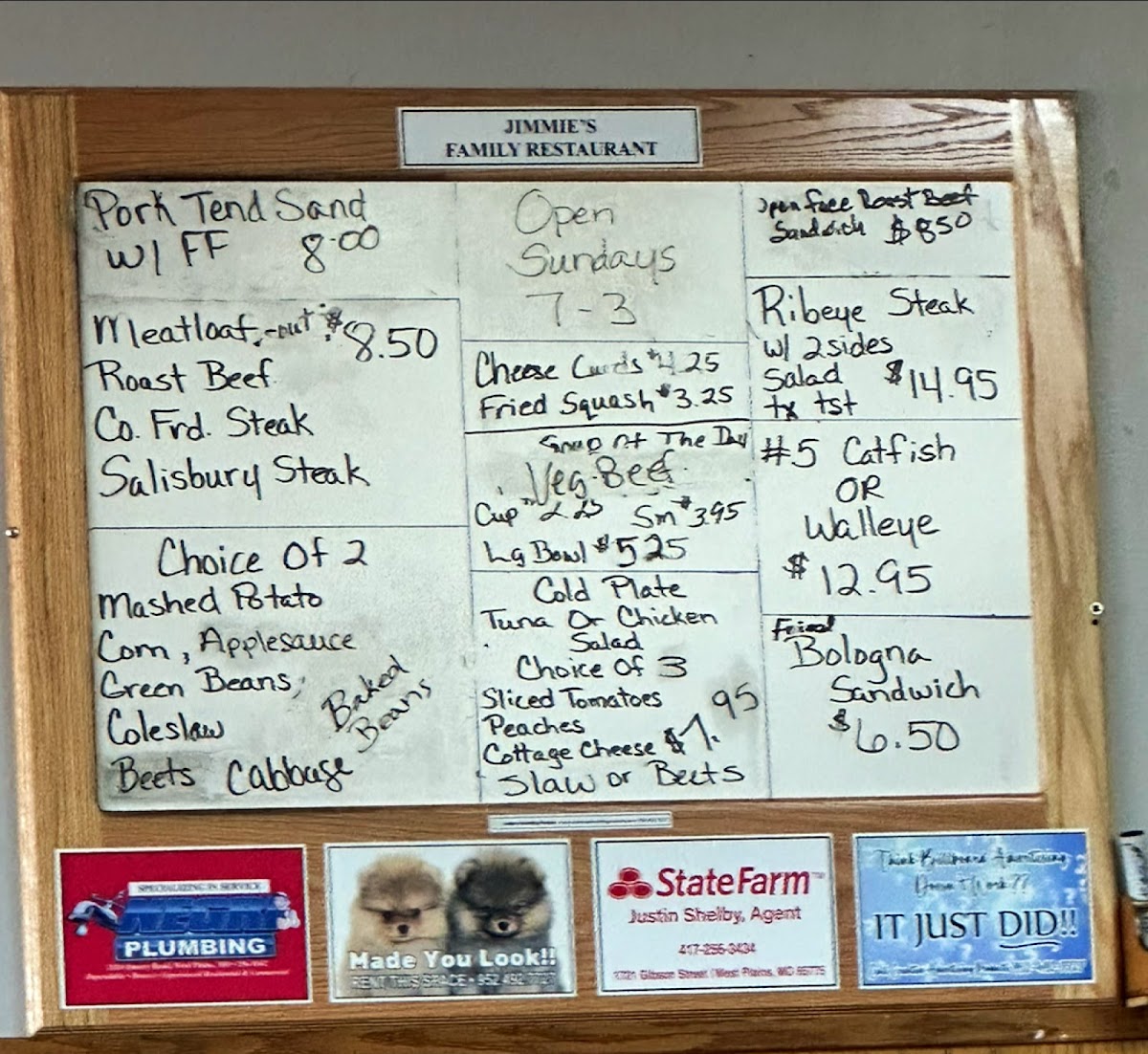 Jimmies Walleye & Catfish Menu - Image 1